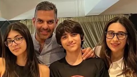 Karisma and Sanjay Kapoor with their kids