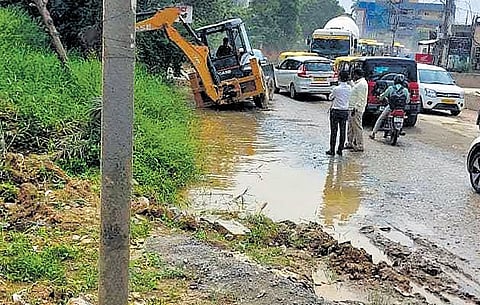 The Balagere-Panathur Road in Bengaluru, where a schoolbus got stuck in a ditch on Friday, is in a pathetic condition