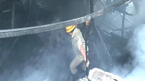 Fire tenders douse the fire