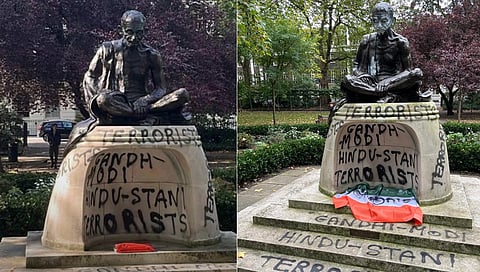 Mahatma Gandhi statue vandalised in London, UK by Khalistani extremists at Tavistock square.