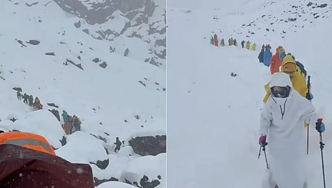 1,000 trekkers in the Karma valley near Mount Everest's eastern face in Tibet.