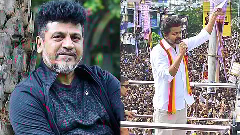 Shivarajkumar and a still of Vijay from his rally in Karur