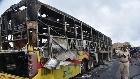 Bus completely destroyed
