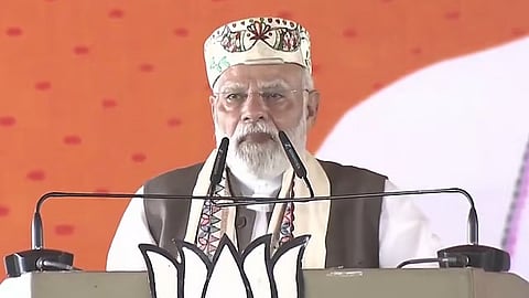 Prime Minister Narendra Modi addresses an election rally in Samastipur, Bihar