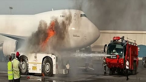 Air India bus catches fire at Delhi Airport Terminal 3