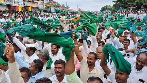 Farmers protest.