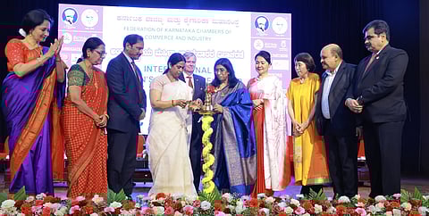 Minister Lakshmi Hebbalkar at the closing ceremony of the International Women Entrepreneurs Day celebration at FKCCI