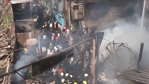 Fire breaks out in Mumbai's Dharavi, local train services hit