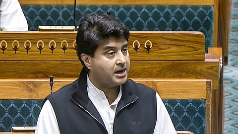Union Minister Jyotiraditya Scindia speaks during the Winter Session of Parliament