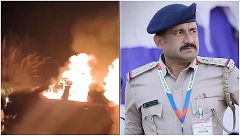 ಧಾರವಾಡ: ಕಾರು ಡಿವೈಡರ್ ಗೆ ಡಿಕ್ಕಿ ಹೊಡೆದು ಬೆಂಕಿ, ಲೋಕಾಯುಕ್ತ ಪೊಲೀಸ್ ಇನ್ಸ್ಪೆಕ್ಟರ್ ಪಂಚಾಕ್ಷರಿ ಸಾಲಿಮಠ ಸಜೀವ ದಹನ- Video