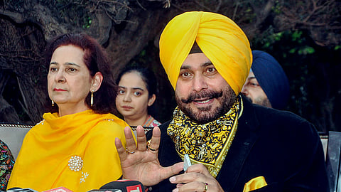 Congress leader Navjot Singh Sidhu, along with his wife, Navjot Kaur Sidhu