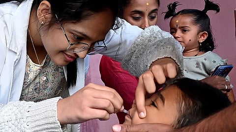 Pulse polio vaccination drives being organised by Vydehi Hospital in Whitefield, on a temple premises in Kengeri and by Rotary Club in Bengaluru on Sunday.