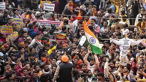 Massive protest outside Bangladesh High Commission in Delhi