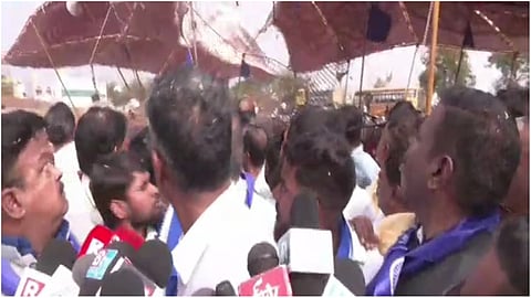 Pandal collapse due to heavy gusty winds in Haveri