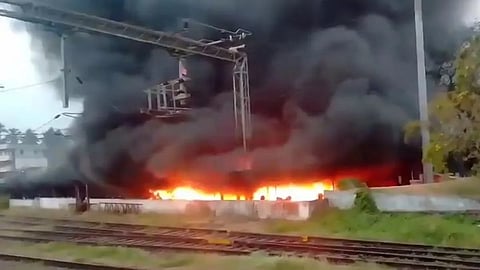 500 two-wheelers gutted in fire at Thrissur railway station parking area