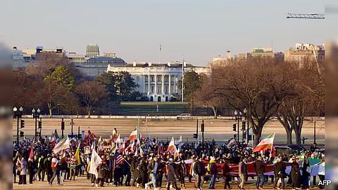 protesting the deadly crackdown in Iran, rally near the White House in Washington, DC