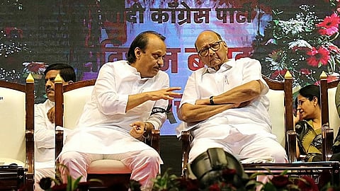 Sharad Pawar (R) with Maharashtra Deputy CM Ajit Pawar