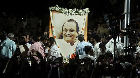People pay their last respects to Maharashtra Deputy Chief Minister Ajit Pawar.