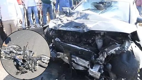 Speeding Audi Runs Over Family Distributing Wedding Cards On Bike