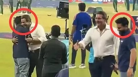 Wasim Akram’s hug with Rohit Sharma