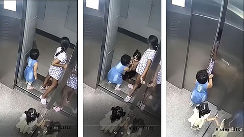 Faulty Lift Fails To Open, Little Girl Blocks Doors With Her Body
