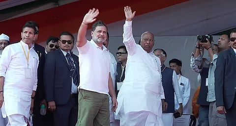 Mallikarjun Kharge and Rahul Gandhi in Bhopal