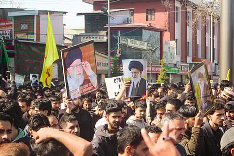 Protests in Kashmir against Khamenei's killing