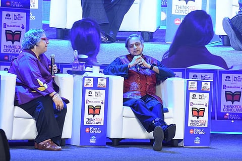 Congress MP Shashi Tharoor speaking at the ThinkEdu Conclave in Chennai.