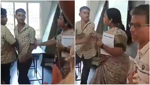 ತೀವ್ರ ವಾಗ್ವಾದ, ಕ್ಲಾಸ್ ರೂಂನಲ್ಲಿ ಶಿಕ್ಷಕನಿಗೆ ಹೊಡೆದ ವಿದ್ಯಾರ್ಥಿ: Video