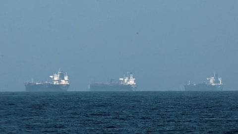 Tankers are seen off the Hormuz