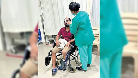 The victim gets treated for nasal bone fracture after the assault in Koramangala