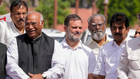 LoP in the Lok Sabha Rahul Gandhi, with LoP in Rajya Sabha Mallikarjun Kharge