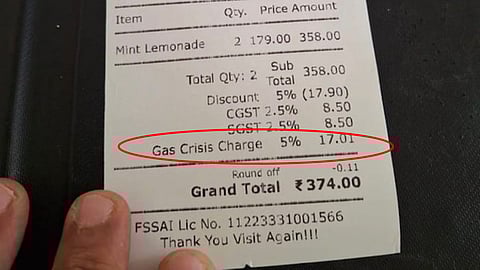 Bengaluru Cafe Bill With 'Gas Crisis Charge' On Lemonade Goes Viral Online