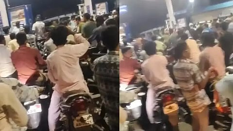 ಪೆಟ್ರೋಲ್ ತುಂಬಿಸಿಕೊಳ್ಳಲು ಸಾಲುಗಟ್ಟಿ ನಿಂತ ಜನ (ಸಂಗ್ರಹ ಚಿತ್ರ)