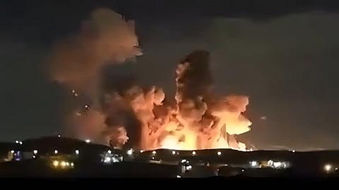 A screengrab from a video shared by US President Donald Trump which shows a US military strike in Isfahan, host to one of Iran's key nuclear facilities.