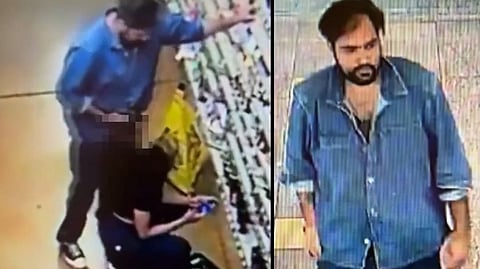 man seen on camera exposing himself to woman inside store