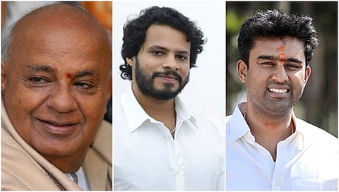 HD Devegowda, nikhil kumaraswamy and suraj revanna