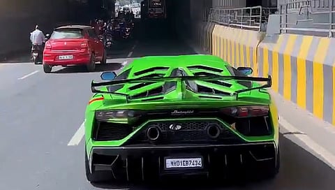 Lamborghini car violates traffic rules in bengaluru