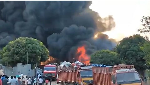 A massive fire has erupted behind Prestige Augsta gold village in Bengaluru
