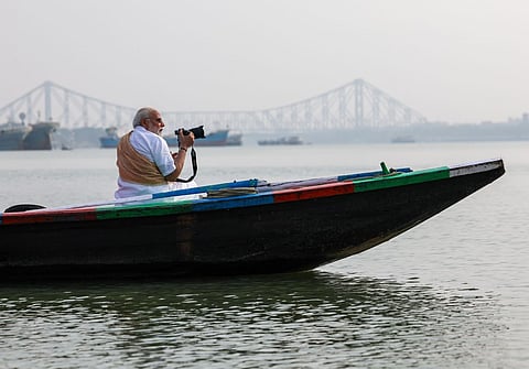 PM Modi spent spent some time on the banks of the Hooghly river, an opportunity to express gratitude to Maa Ganga