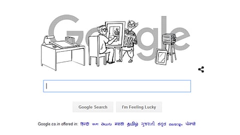 ಆರ್ ಕೆ ಲಕ್ಷ್ಮಣ್ ಗೆ ಗೂಗಲ್ ನಿಂದ ಡೂಡಲ್ ಗೌರವ (ಕೃಪೆ: ಗೂಗಲ್)