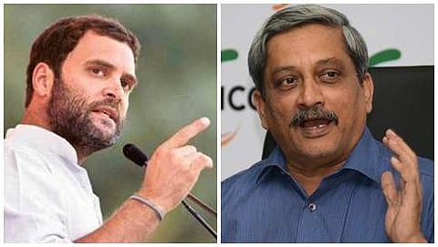 ಕಾಂಗ್ರೆಸ್ ಉಪಾಧ್ಯಕ್ಷ ರಾಹುಲ್ ಗಾಂಧಿ ಮತ್ತು ರಕ್ಷಣಾ ಸಚಿವ ಮನೋಹರ್ ಪರಿಕ್ಕರ್