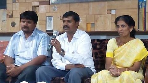 ಪತ್ರಿಕಾಗೋಷ್ಠಿ ನಡೆಸಿದ ಶಮೀರ್ ಪಾಷ, ನರಸಿಂಹ ರೆಡ್ಡಿ ಮತ್ತು ಜ್ಯೋತಿ