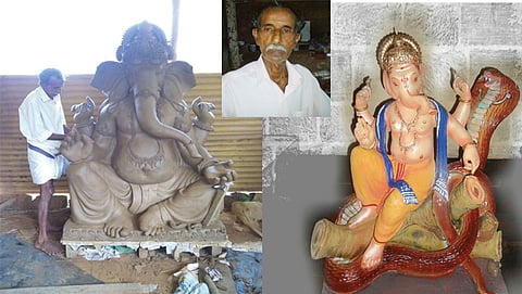 ಸುರೇಶ್ ಗುನಗಾ ಅವರು ಮೂರ್ತಿ ತಯಾರಿಸುತ್ತಿರುವುದು