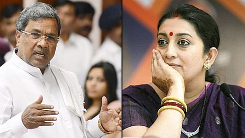 ಸಿಎಂ ಸಿದ್ದರಾಮಯ್ಯ ಮತ್ತು ಕೇಂದ್ರ ಸಚಿವೆ ಸ್ಮೃತಿ ಇರಾನಿ (ಸಂಗ್ರಹ ಚಿತ್ರ)