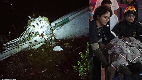 ಅಪಘಾತಕ್ಕೀಡಾದ ವಿಮಾನ ಹಾಗೂ ಚಿಕಿತ್ಸೆ ಪಡೆಯುತ್ತಿರುವ ಗಾಯಾಳು (ಡೈಲಿಮೇಲ್ ಚಿತ್ರ)