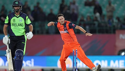 ವಿಕೆಟ್ ಪಡೆದ ಸಂಭ್ರಮದಲ್ಲಿ ಪಿಎ ವಾನ್ ಮೀಕೆರೆನ್ (ಚಿತ್ರಕೃಪೆ: ಕ್ರಿಕ್ ಇನ್ಫೋ)