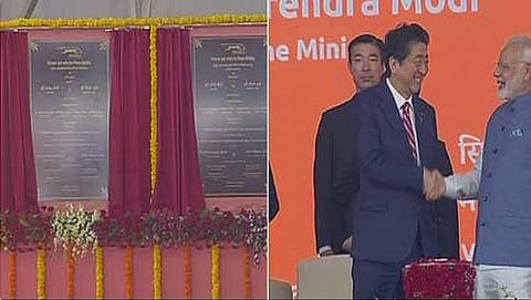 ಬುಲೆಟ್ ರೈಲಿಗೆ ಚಾಲನೆ ನೀಡಿದ ಪ್ರಧಾನಿ ಮೋದಿ ಹಾಗೂ ಶಿಂಜೋ ಅಬೆ