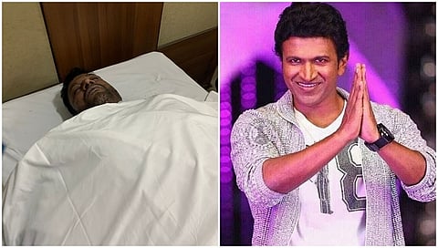 ಪುನೀತ್ ರಾಜ್ ಕುಮಾರ್ ಮೃತದೇಹ, ಬಲಚಿತ್ರದಲ್ಲಿ ಪುನೀತ್ ರಾಜ್ ಕುಮಾರ್(ಸಂಗ್ರಹ ಚಿತ್ರ)