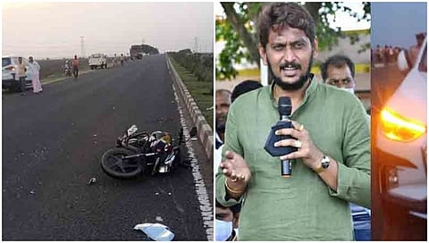 ಅಪಘಾತಕ್ಕೀಡಾದ ಬೈಕ್ ಮತ್ತು ಡಿಸಿಎಂ ಪುತ್ರ ಚಿದಾನಂದ ಸವದಿ